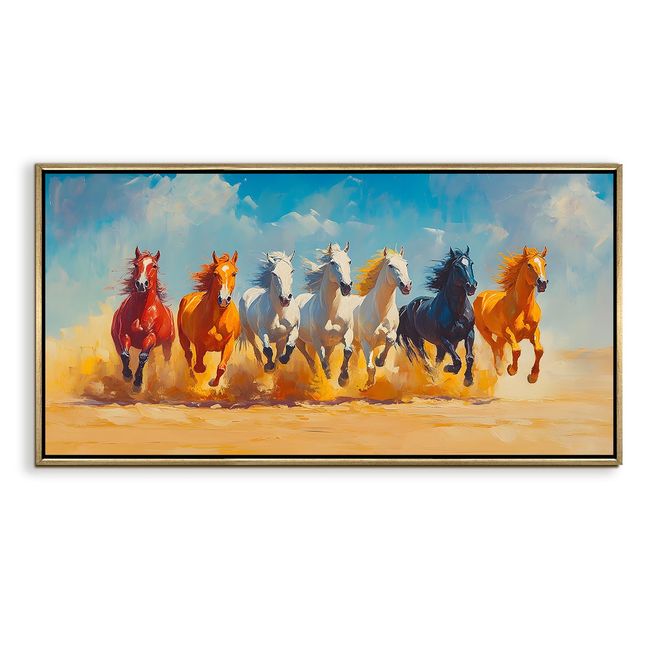 Seven Running Horses Canvas Painting