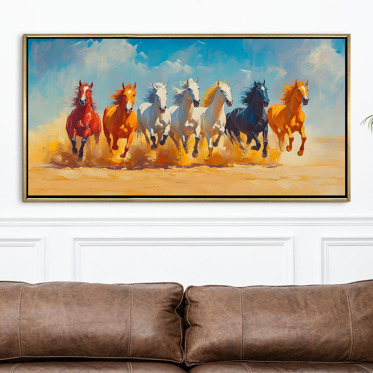 Seven Running Horses Canvas Painting