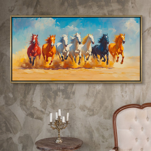 Seven Running Horses Canvas Painting