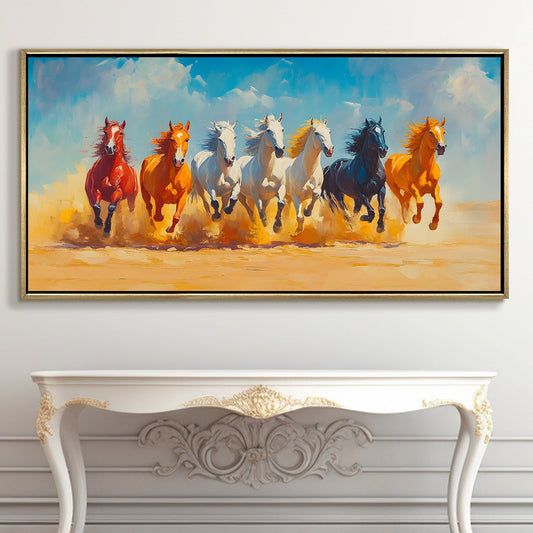 Seven Running Horses Canvas Painting
