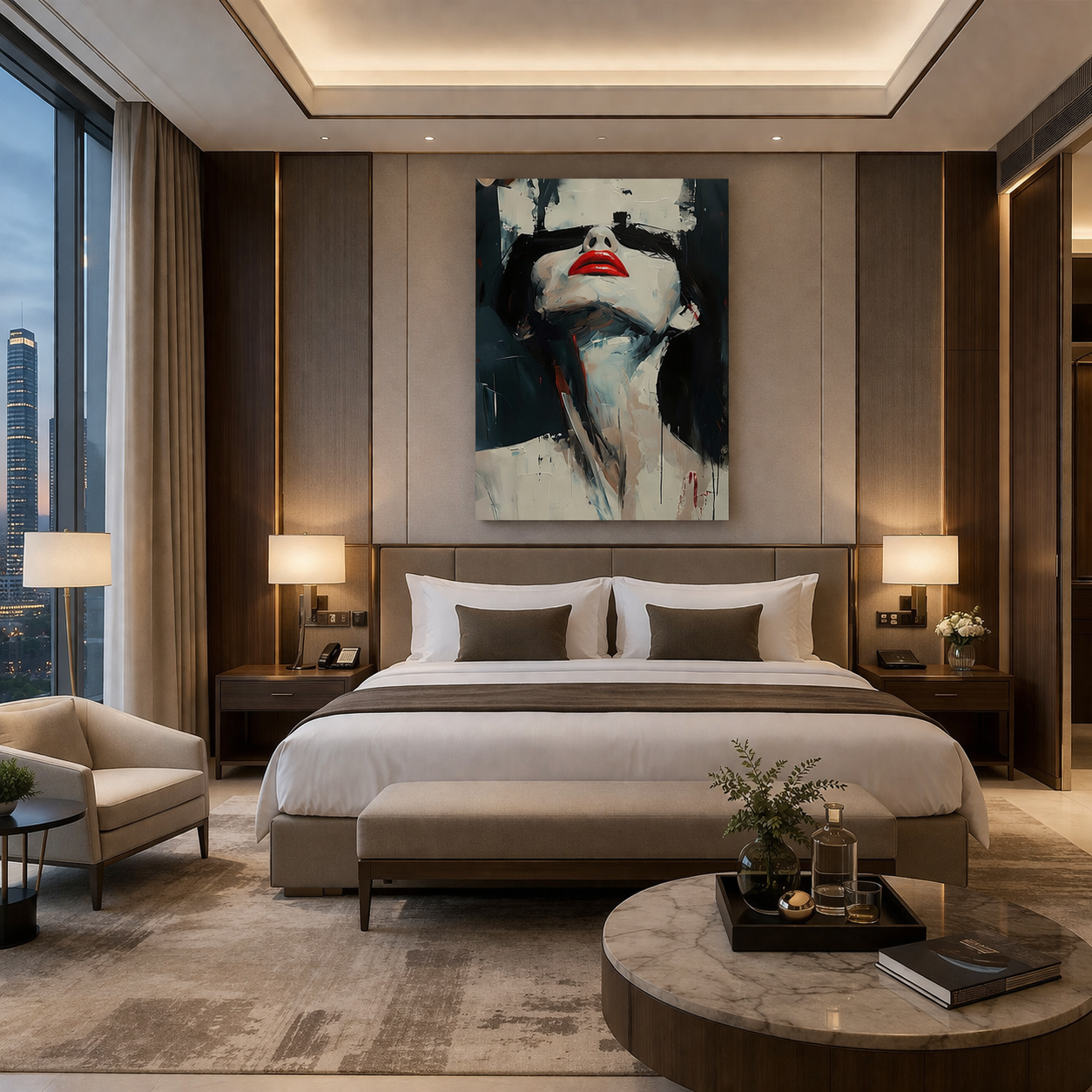 Contemporary Female Abstract Canvas Art – Modern Woman Face Painting