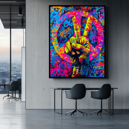 Peace Sign Banksy Graffiti Pop Art Canvas wall art painting