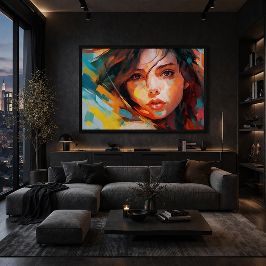 Colorful Female Abstract Canvas Wall Art for Modern Home Decor
