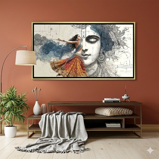 Radha Krishna Divine Love Canvas Wall Art for Home Decor