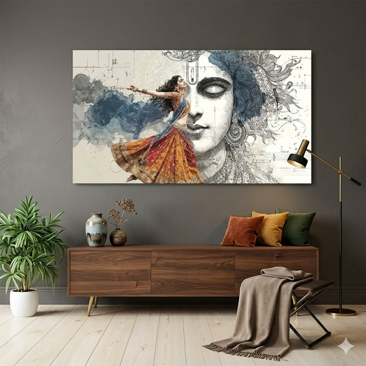Radha Krishna Divine Love Canvas Wall Art for Home Decor