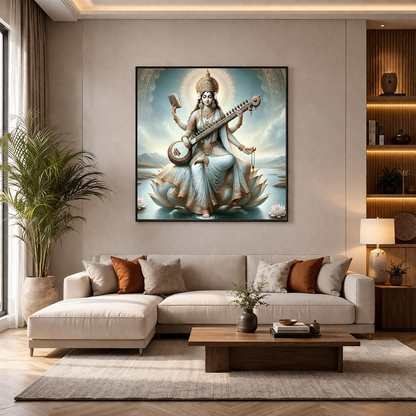 Goddess Saraswati Divine Canvas Wall Art for Spiritual Decor
