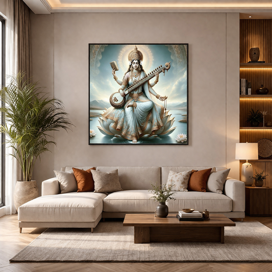 Goddess Saraswati Divine Canvas Wall Art for Spiritual Decor