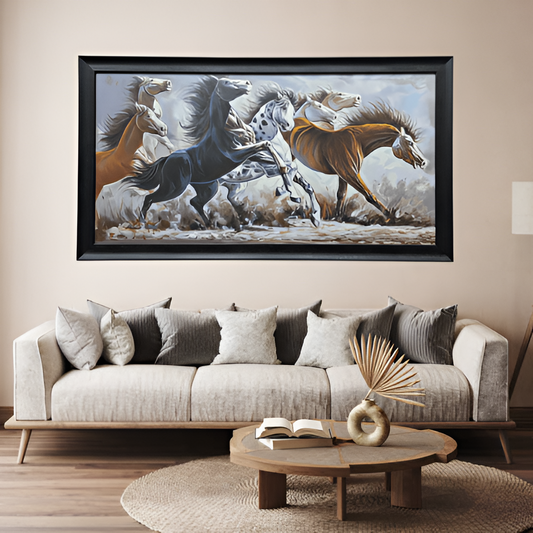 7 Running Horses Oil Painting for Wealth & Success