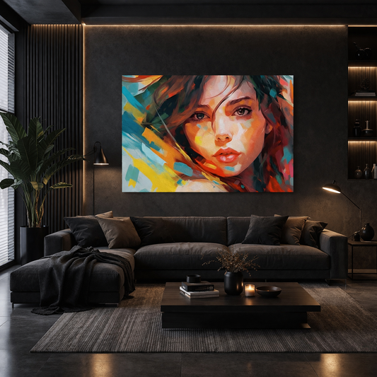 Colorful Female Abstract Canvas Wall Art for Modern Home Decor