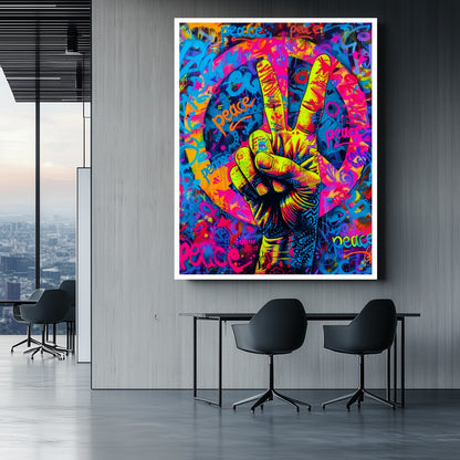 Peace Sign Banksy Graffiti Pop Art Canvas wall art painting