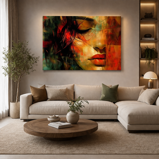 Half Face Girl Canvas Wall Art