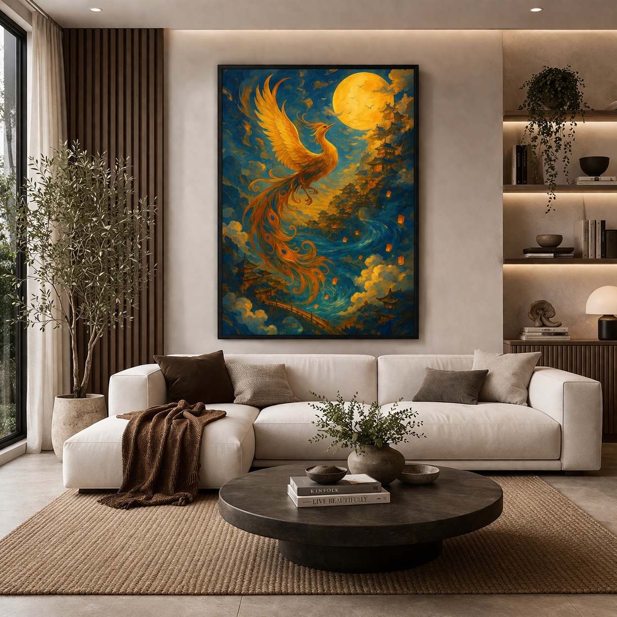 Fiery Phoenix Canvas Wall Painting For Hotel And Office Room Decor