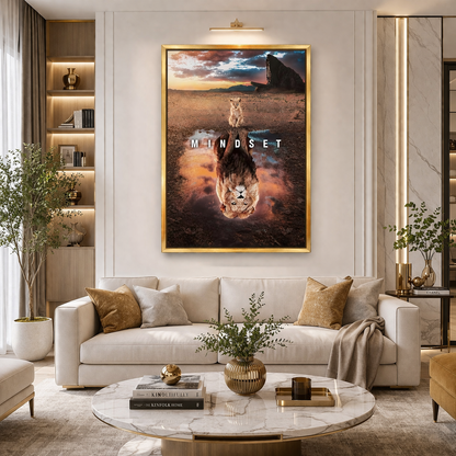 Mindset Motivational Lion Canvas Wall Art – Growth Mindset Decor