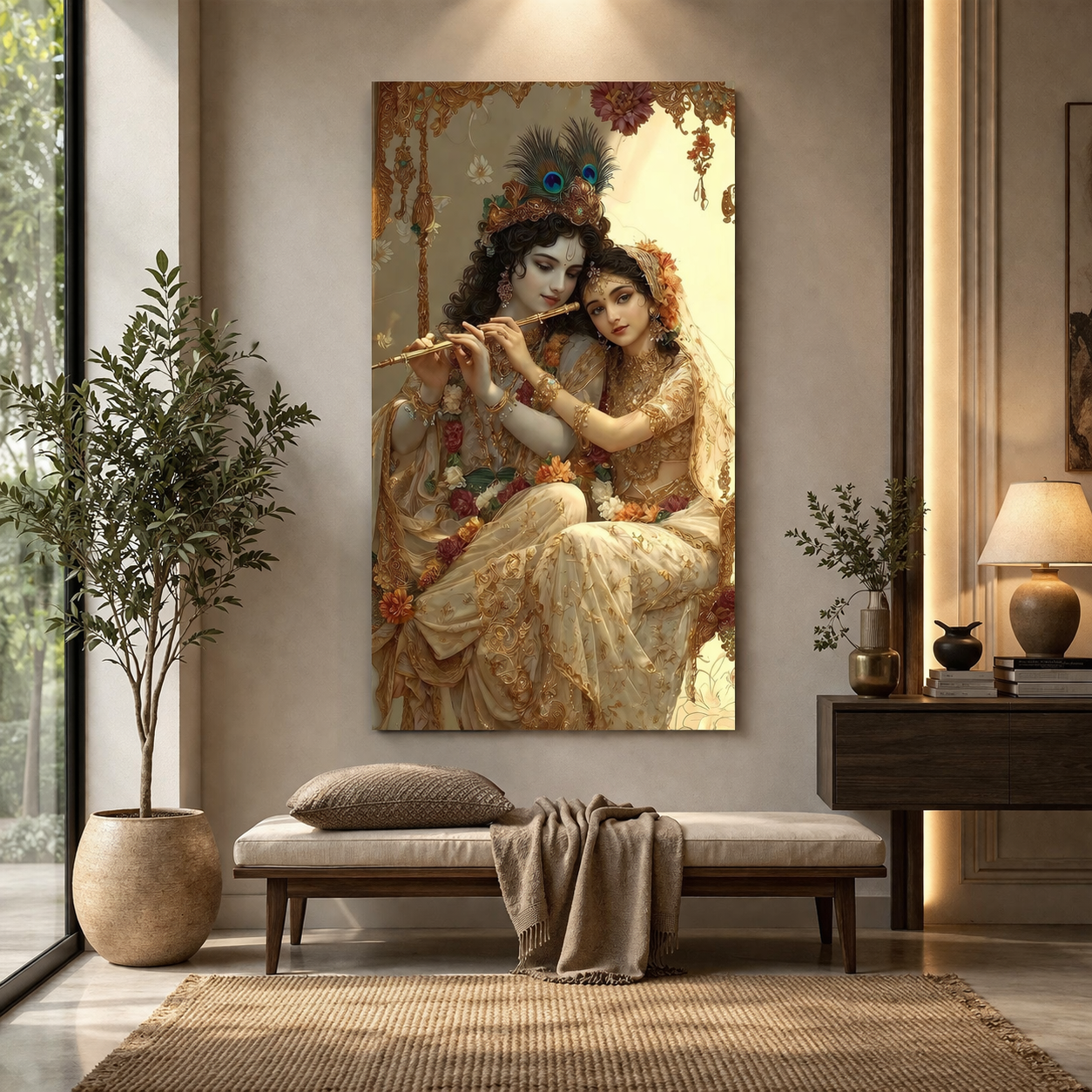 Radha Krishna Divine Love Canvas Art for Elegant Home Decor