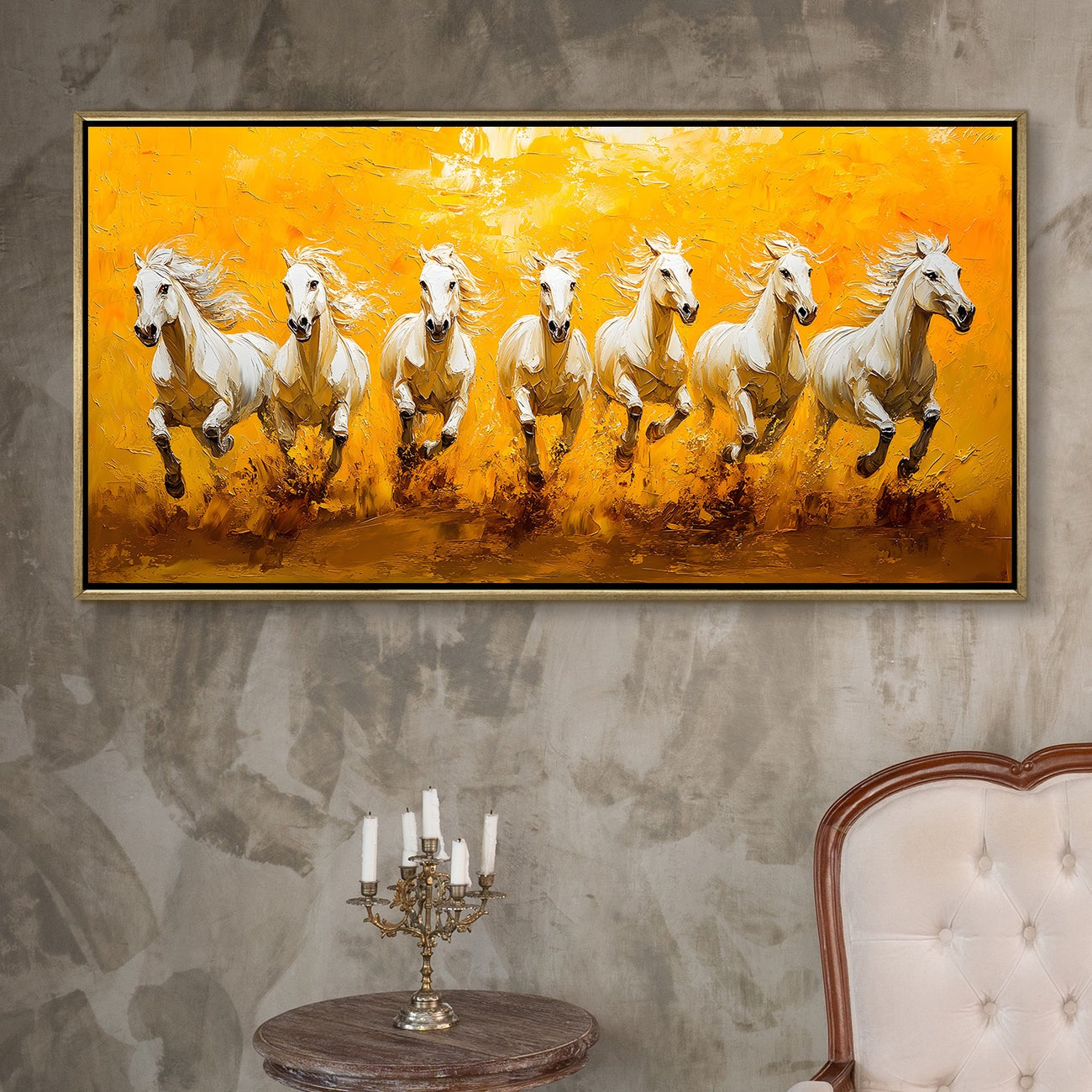 Seven Running Horses Wall Painting for Home