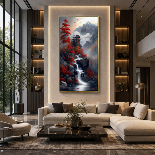 Waterfall Vastu Canvas Wall Art For Living Room And Hotel Room Decor