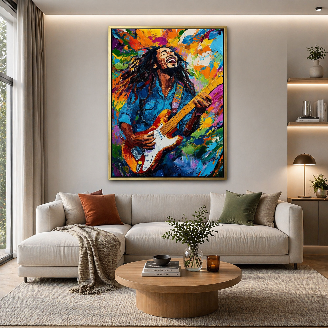 Bob Marley Playing Guitar Canvas Wall Art for Bedroom and Living Room