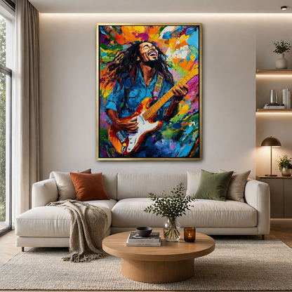 Bob Marley Playing Guitar Canvas Wall Art for Bedroom and Living Room