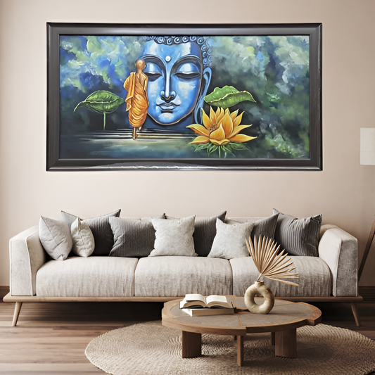 Serene Buddha Canvas Hand Painting Artwork for Peaceful Home Decor