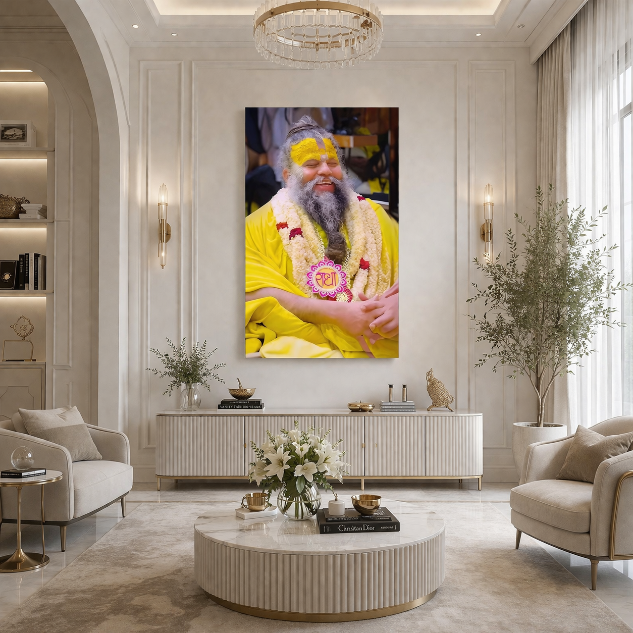 Premanand Maharaj Ji Canvas Wall Art for Living Room or Pooja Room