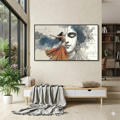 Radha Krishna Divine Love Canvas Wall Art for Home Decor