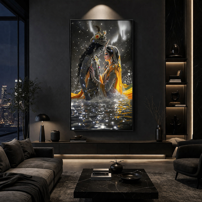 Radha Krishna Divine Love Canvas Wall Art for Spiritual Home