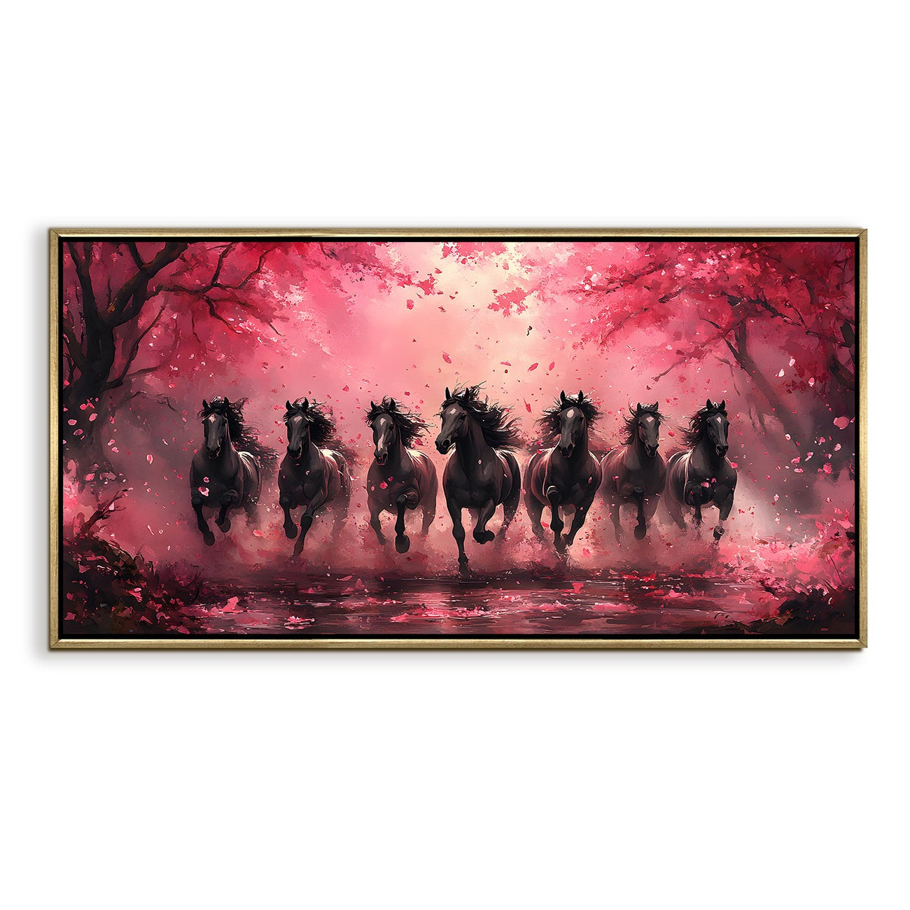 Seven Running Horses Wall Painting 