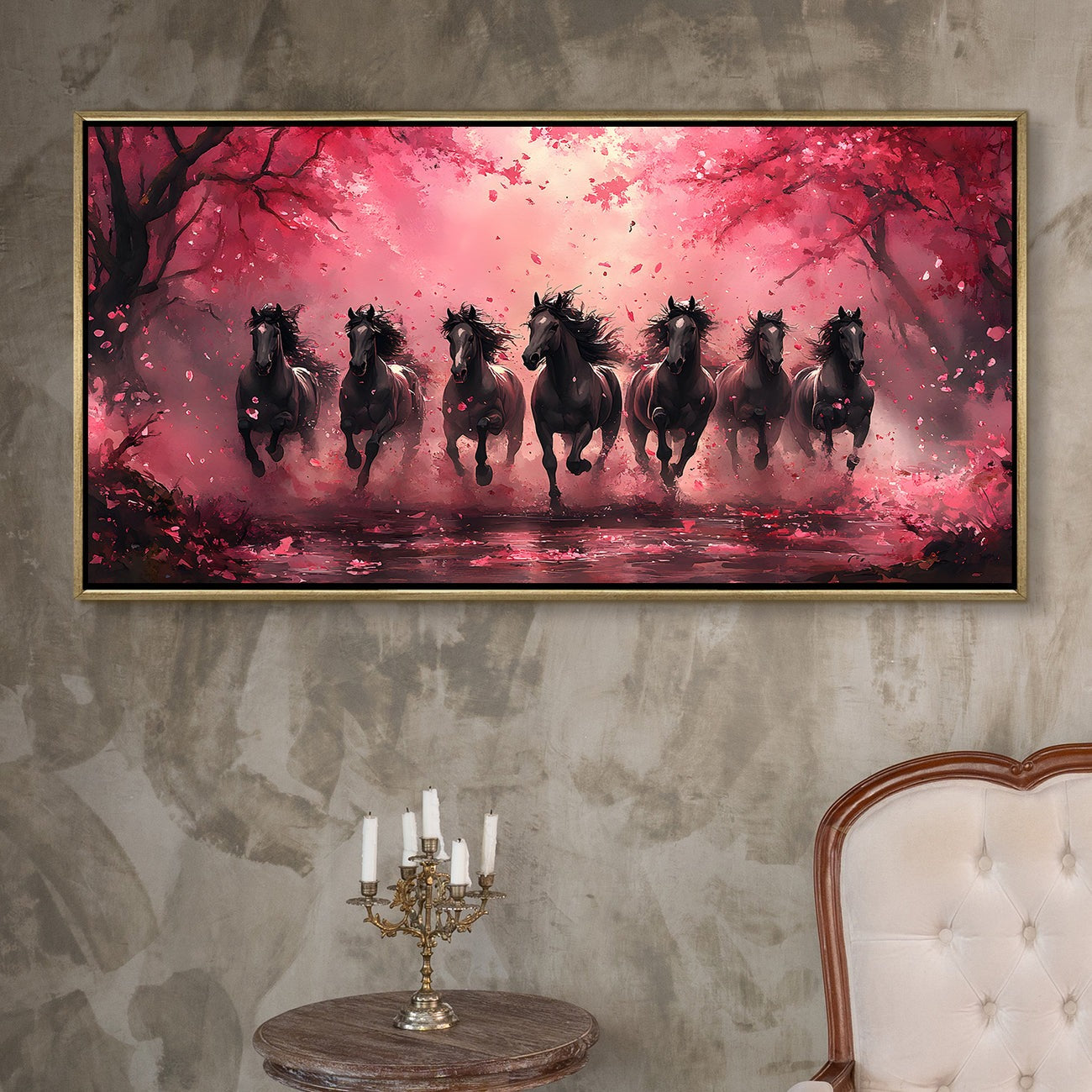 Seven Running Horses Wall Painting 
