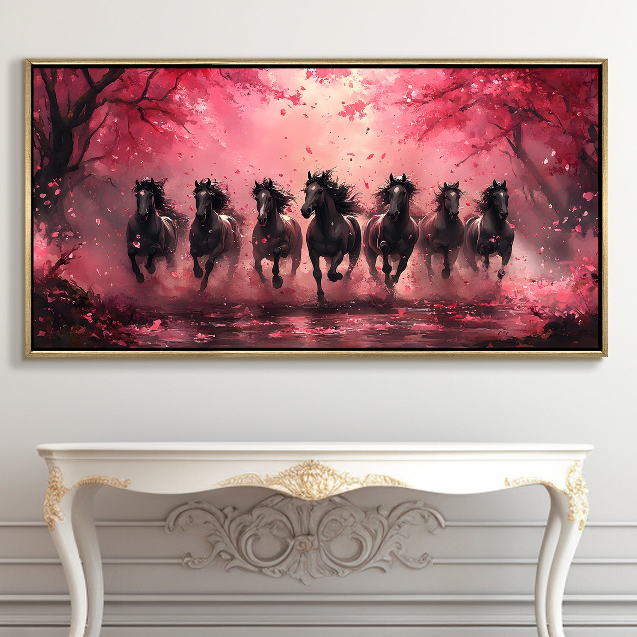 Seven Running Horses Wall Painting 