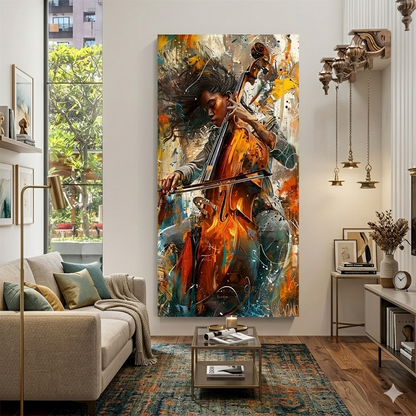Soulful Cello Musician Canvas Wall Painting for Living Room or Bedroom