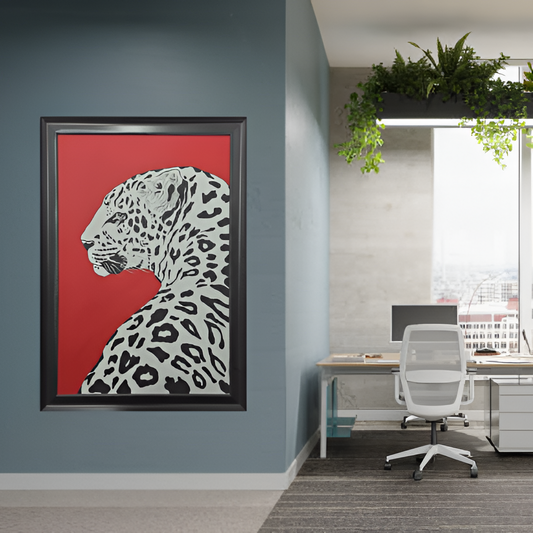 White Leopard Profile Hand Painting Wall Art Decor