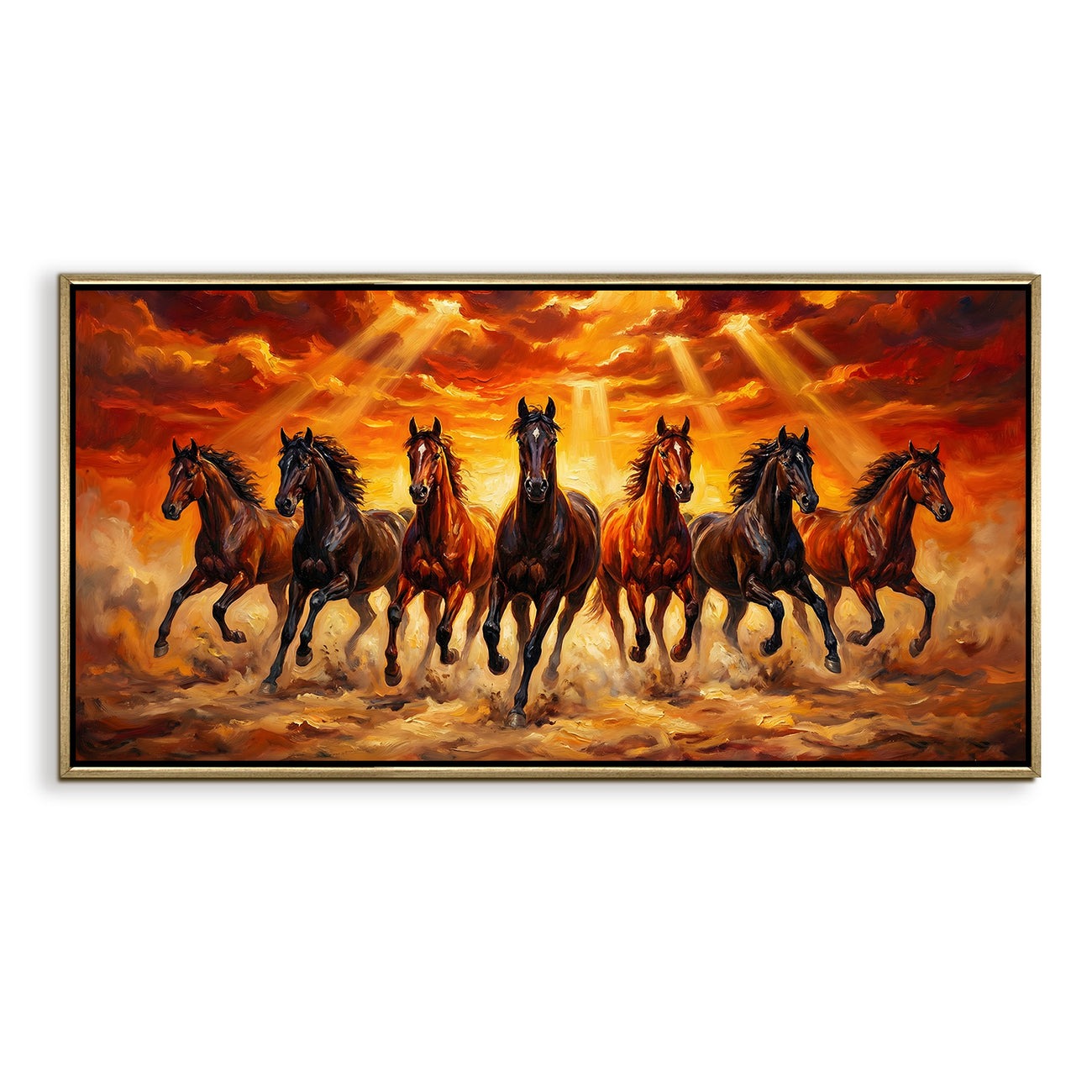 Seven Running Horses Vastu Canvas Painting