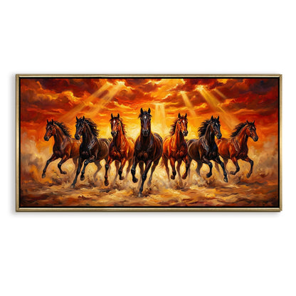 Seven Running Horses Vastu Canvas Painting