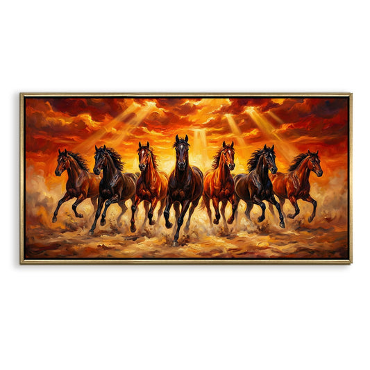 Seven Running Horses Vastu Canvas Painting