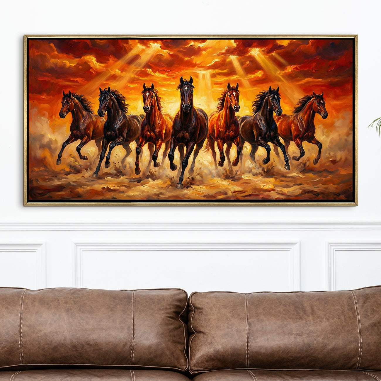 Seven Running Horses Vastu Canvas Painting