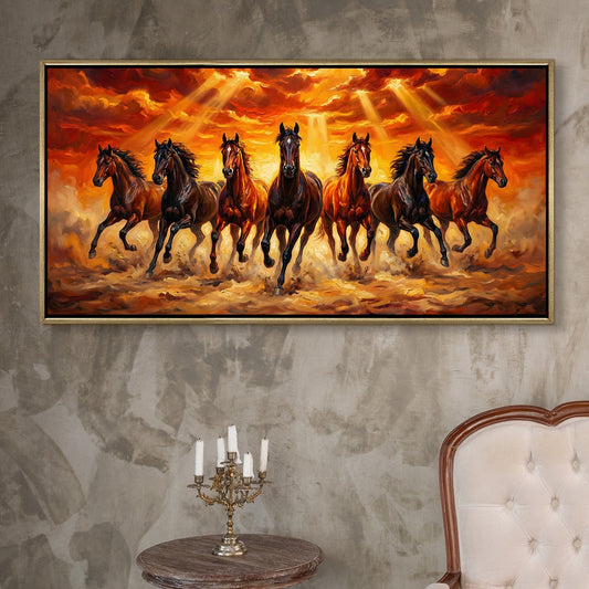 Seven Running Horses Vastu Canvas Painting