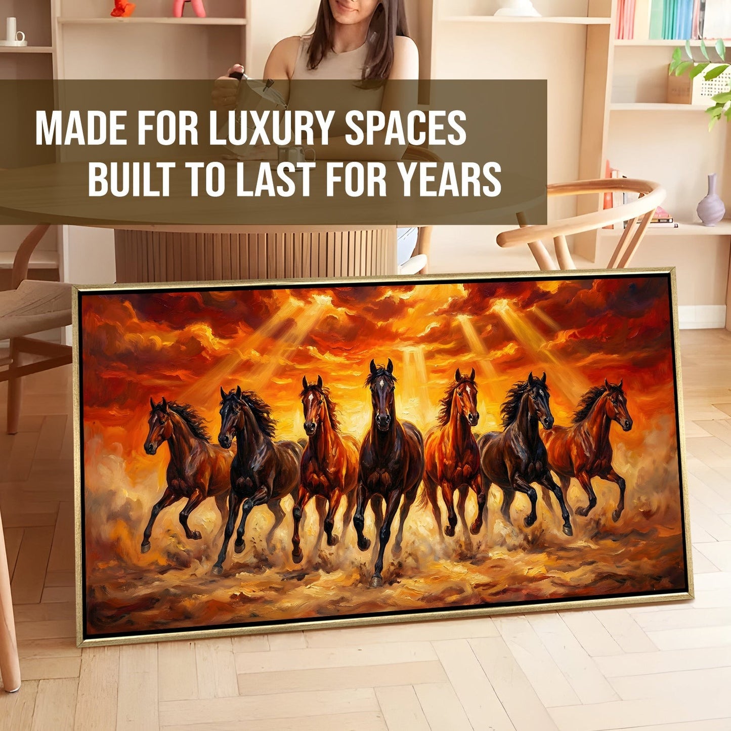 Seven Running Horses Vastu Canvas Painting