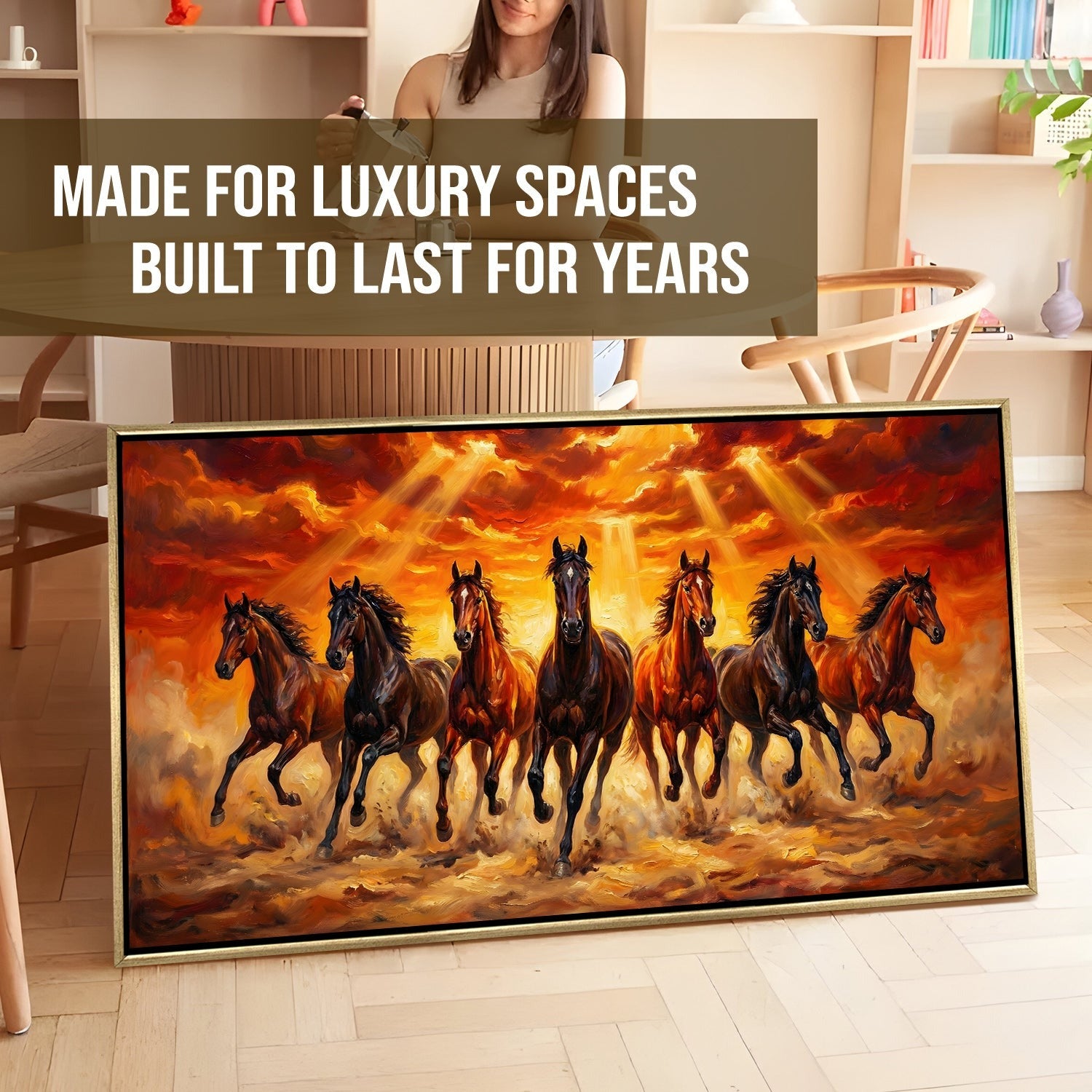 Seven Running Horses Vastu Canvas Painting