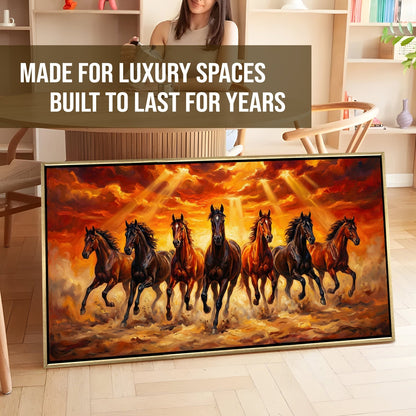Seven Running Horses Vastu Canvas Painting