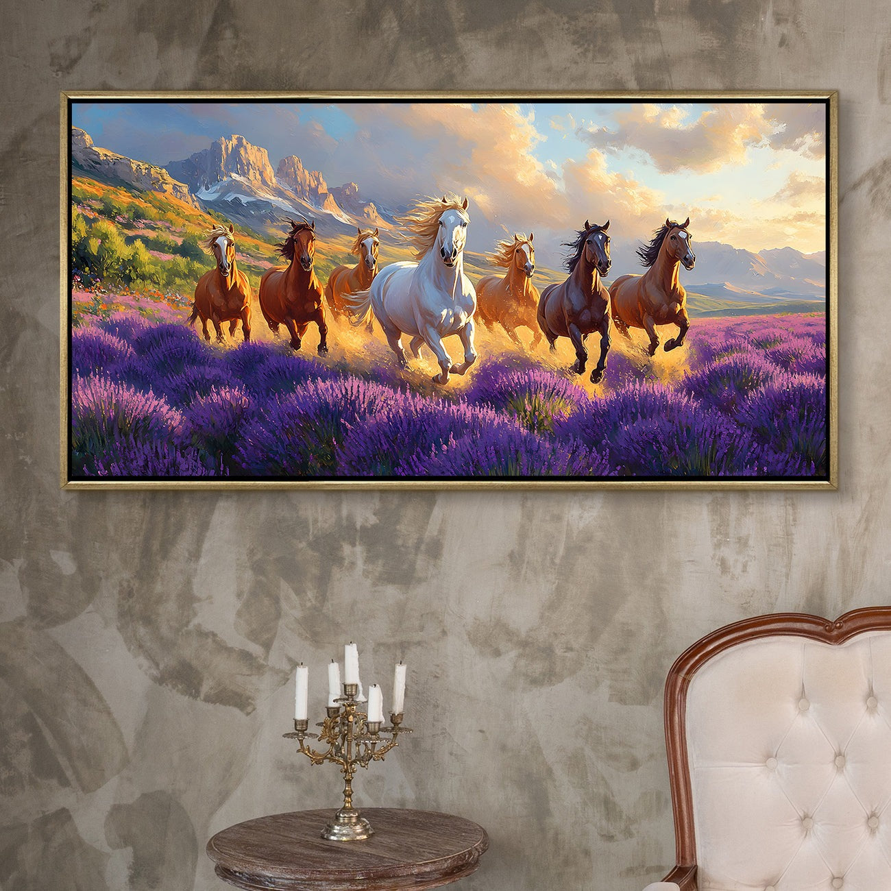 Seven Running Horses Vastu Wall Painting 