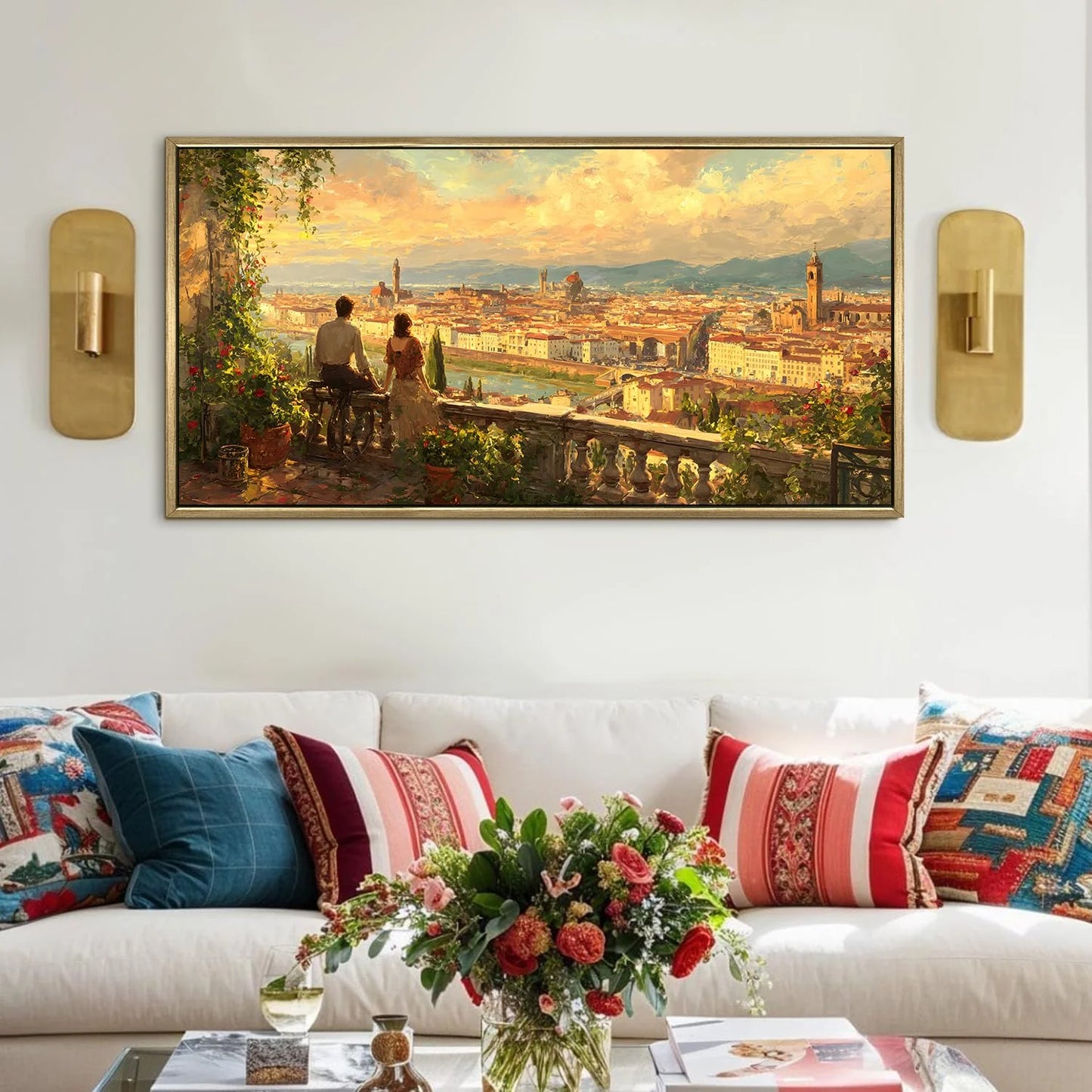 Vintage Florence Balcony Canvas Wall Painting For Living Room