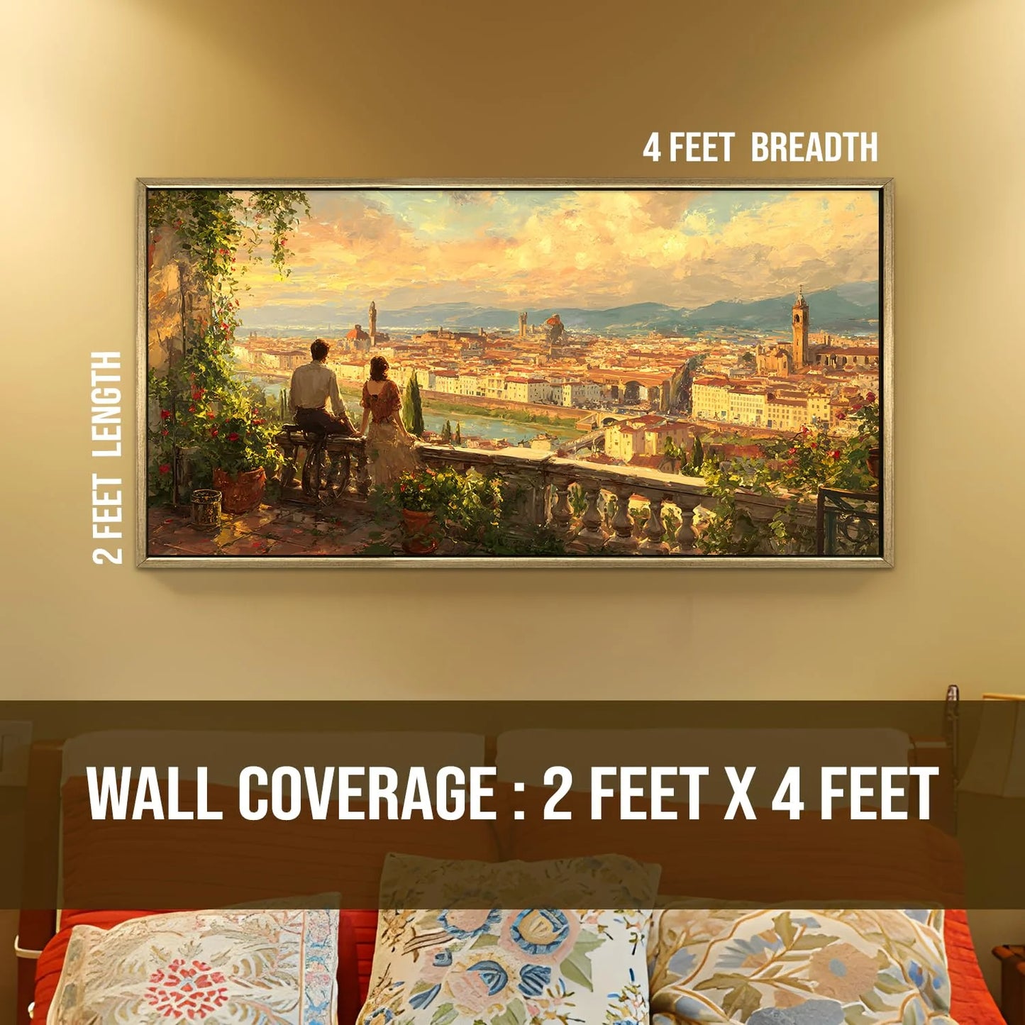 Vintage Florence Balcony Canvas Wall Painting For Living Room