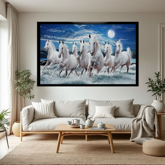 7 Running Horse Vastu Canvas For Office And Home Decoration