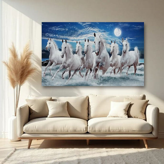 7 Running Horse Vastu Canvas For Office And Home Decoration