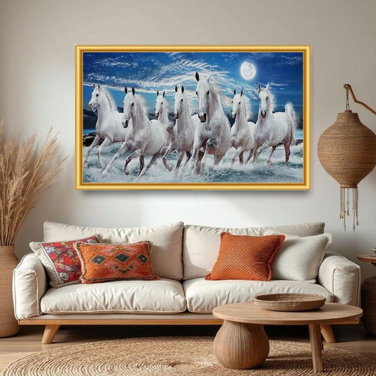 7 Running Horse Vastu Canvas For Office And Home Decoration