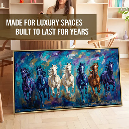 Seven Running Horses Vastu Wall Painting for Prosperity