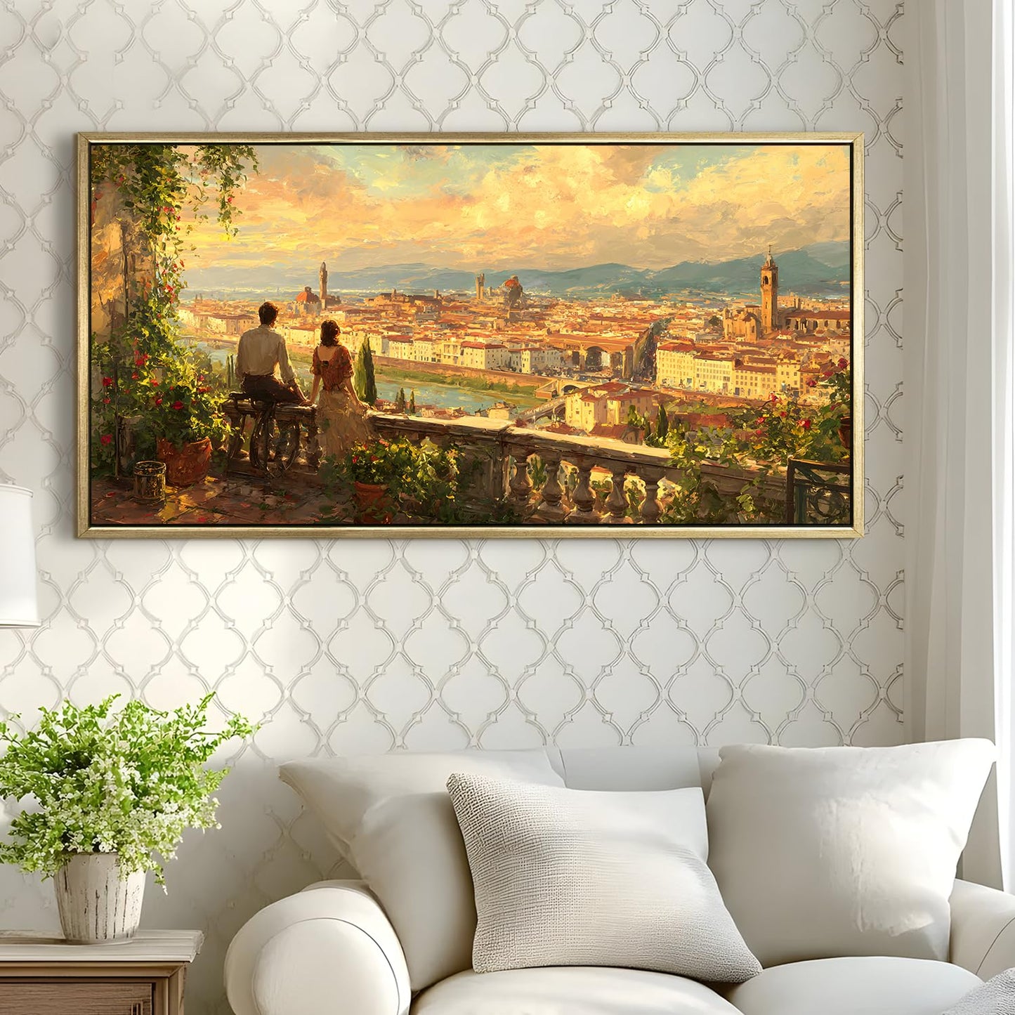 Vintage Florence Balcony Canvas Wall Painting For Living Room