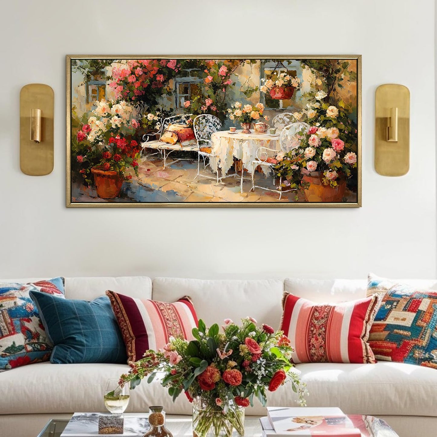Vintage Garden Canvas Wall Painting For Hotel 