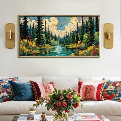 Vintage Forest Canvas Wall Painting For Hotel Room And Restaurant
