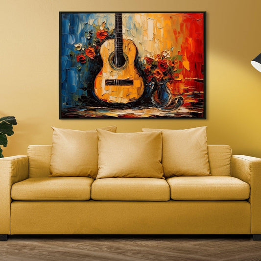 Guitar & Flowers Canvas 